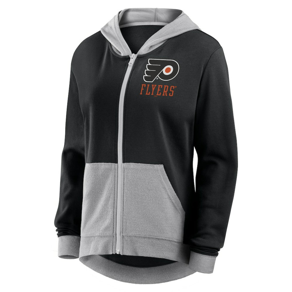 Philadelphia Flyers Logo Athletic Women's Hit It French Terry Full-Zip Hoodie - Black - NHL 201195255