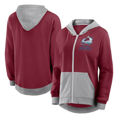 Colorado Avalanche Logo Athletic Women's Hit It French Terry Full-Zip Hoodie - Burgundy - NHL 201195258