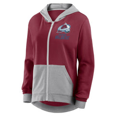 Colorado Avalanche Logo Athletic Women's Hit It French Terry Full-Zip Hoodie - Burgundy - NHL 201195258