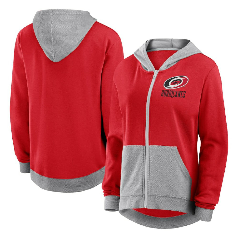 Carolina Hurricanes Logo Athletic Women's Hit It French Terry Full-Zip Hoodie - Red - NHL 201195260