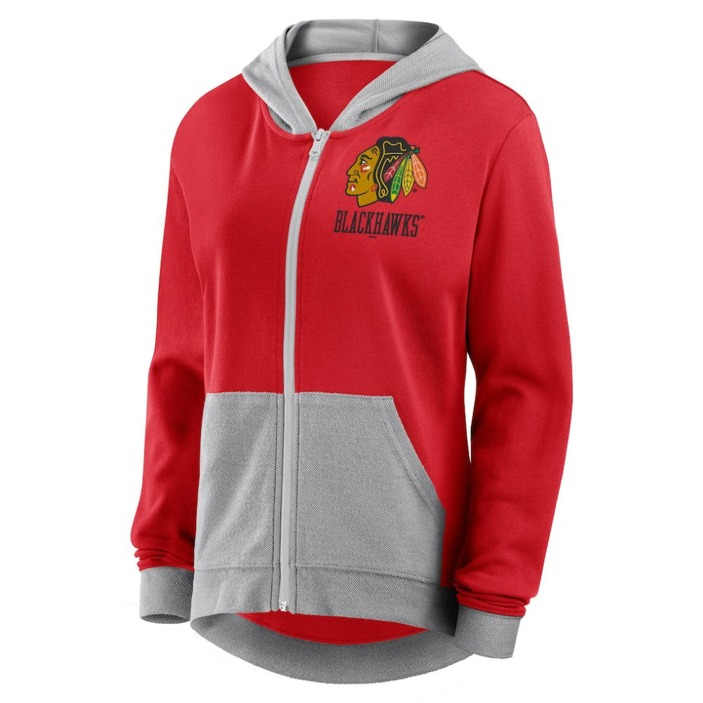Chicago Blackhawks Logo Athletic Women's Hit It French Terry Full-Zip Hoodie - Red - NHL 201195261