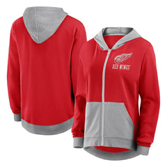 Detroit Red Wings Logo Athletic Women's Hit It French Terry Full-Zip Hoodie - Red - NHL 201195263