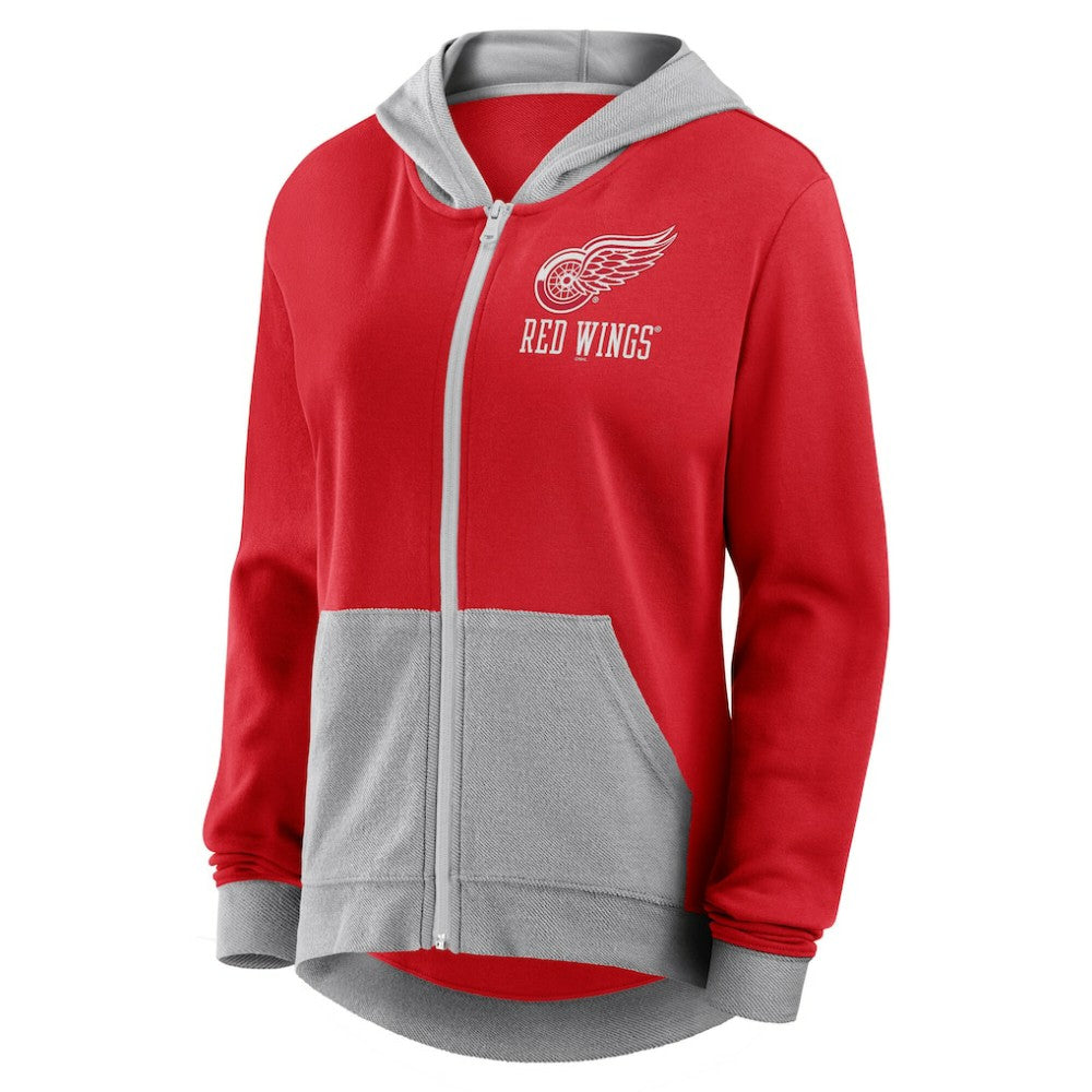 Detroit Red Wings Logo Athletic Women's Hit It French Terry Full-Zip Hoodie - Red - NHL 201195263
