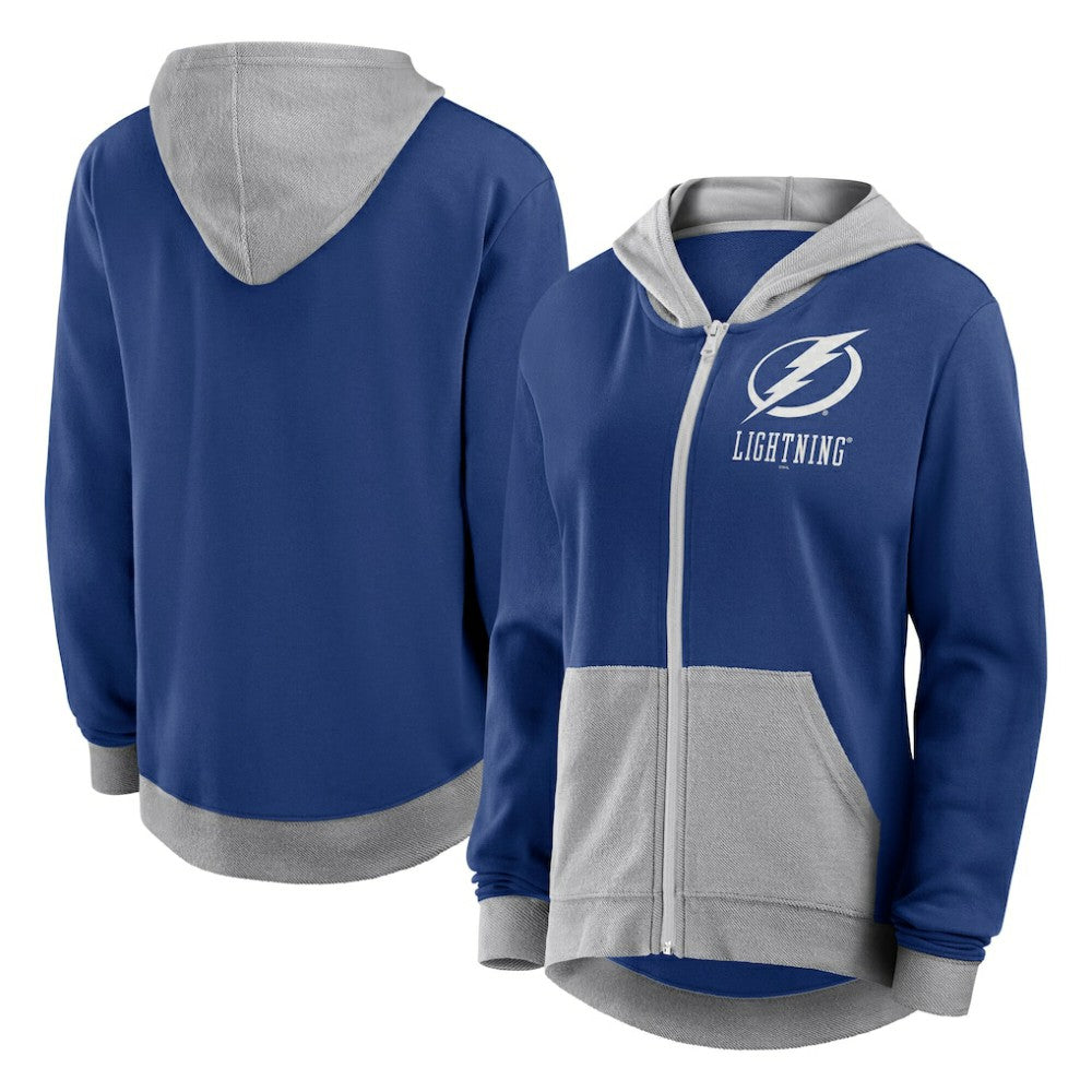 Tampa Bay Lightning Logo Athletic Women's Hit It French Terry Full-Zip Hoodie - Blue - NHL 201195267
