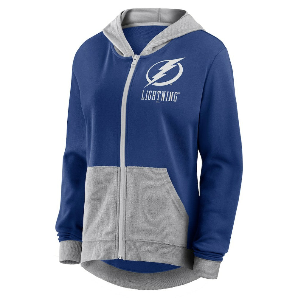 Tampa Bay Lightning Logo Athletic Women's Hit It French Terry Full-Zip Hoodie - Blue - NHL 201195267