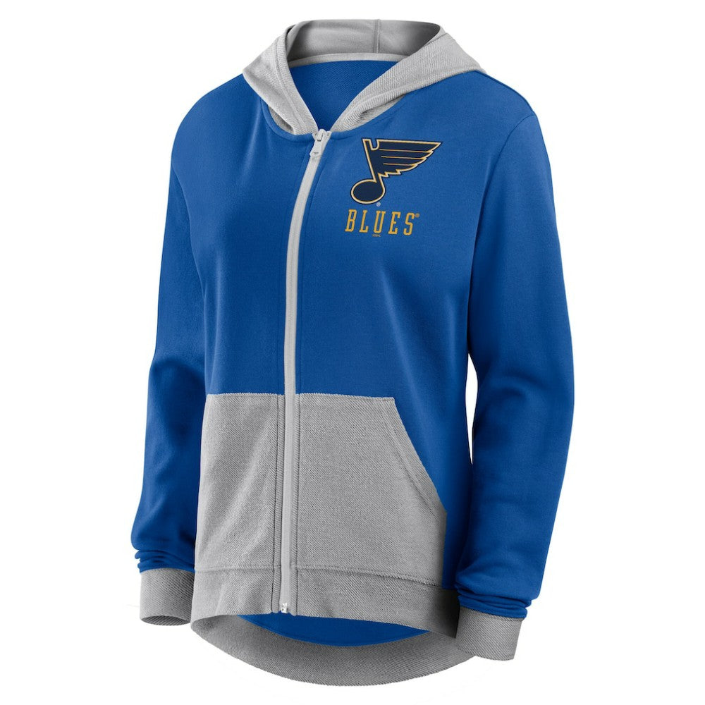 St. Louis Blues Logo Athletic Women's Hit It French Terry Full-Zip Hoodie - Blue - NHL 201195274