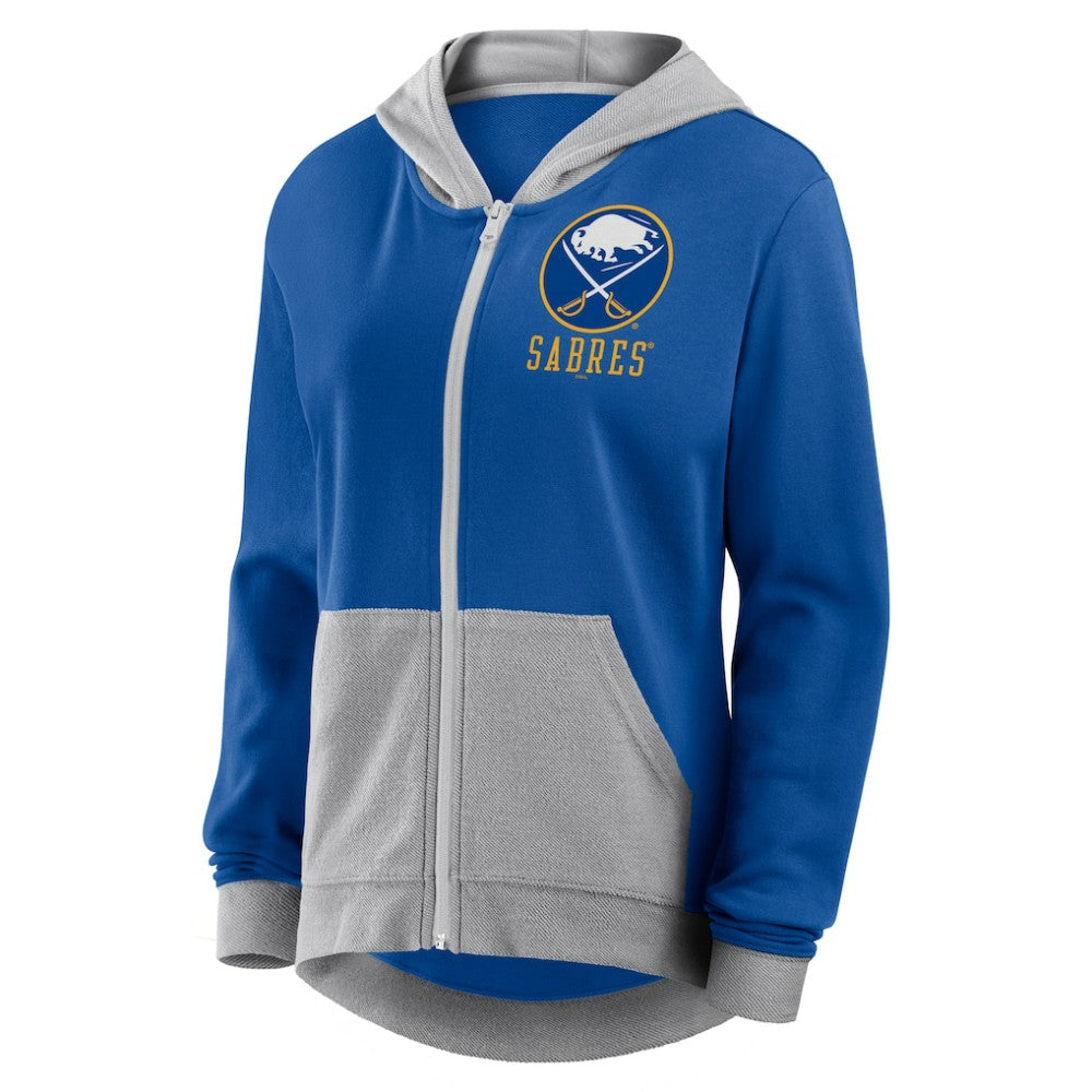 Buffalo Sabres Logo Athletic Women's Hit It French Terry Full-Zip Hoodie - Royal - NHL 201195276