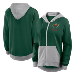 Minnesota Wild Logo Athletic Women's Hit It French Terry Full-Zip Hoodie - Green - NHL 201195277