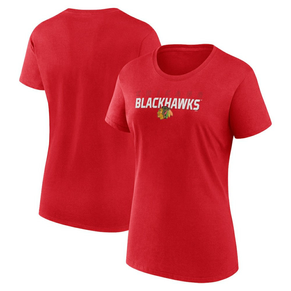 Chicago Blackhawks Logo Athletic Women's Launch Scoop Neck T-Shirt - Red - NHL 201195280