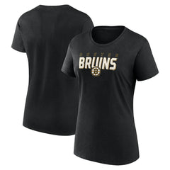 Boston Bruins Logo Athletic Women's Launch Scoop Neck T-Shirt - Black - NHL 201195284