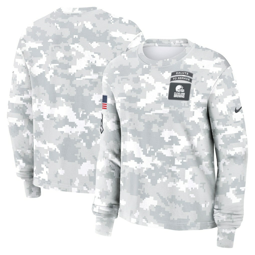 Nike Cleveland Browns Women's 2024 Salute To Service Dri-FIT Long Sleeve T-Shirt Arctic Camo