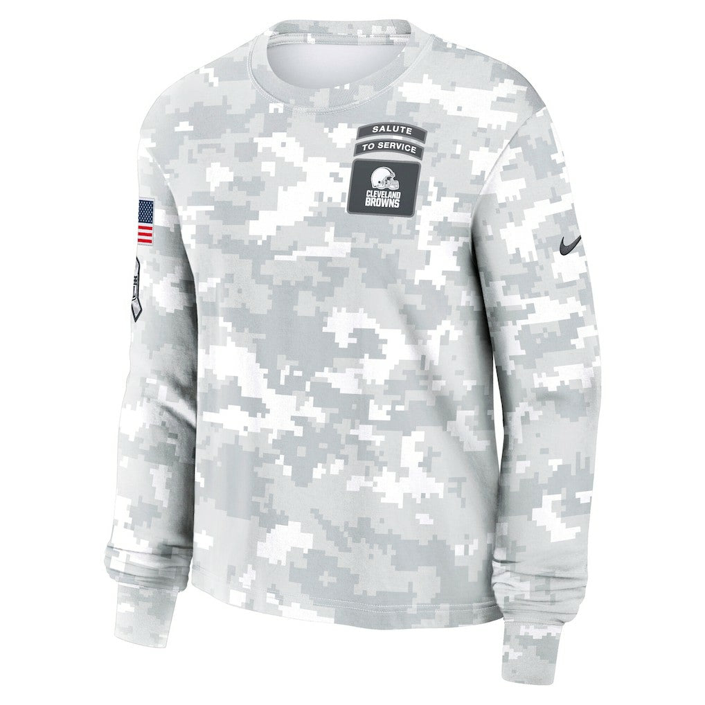 Nike Cleveland Browns Women's 2024 Salute To Service Dri-FIT Long Sleeve T-Shirt Arctic Camo