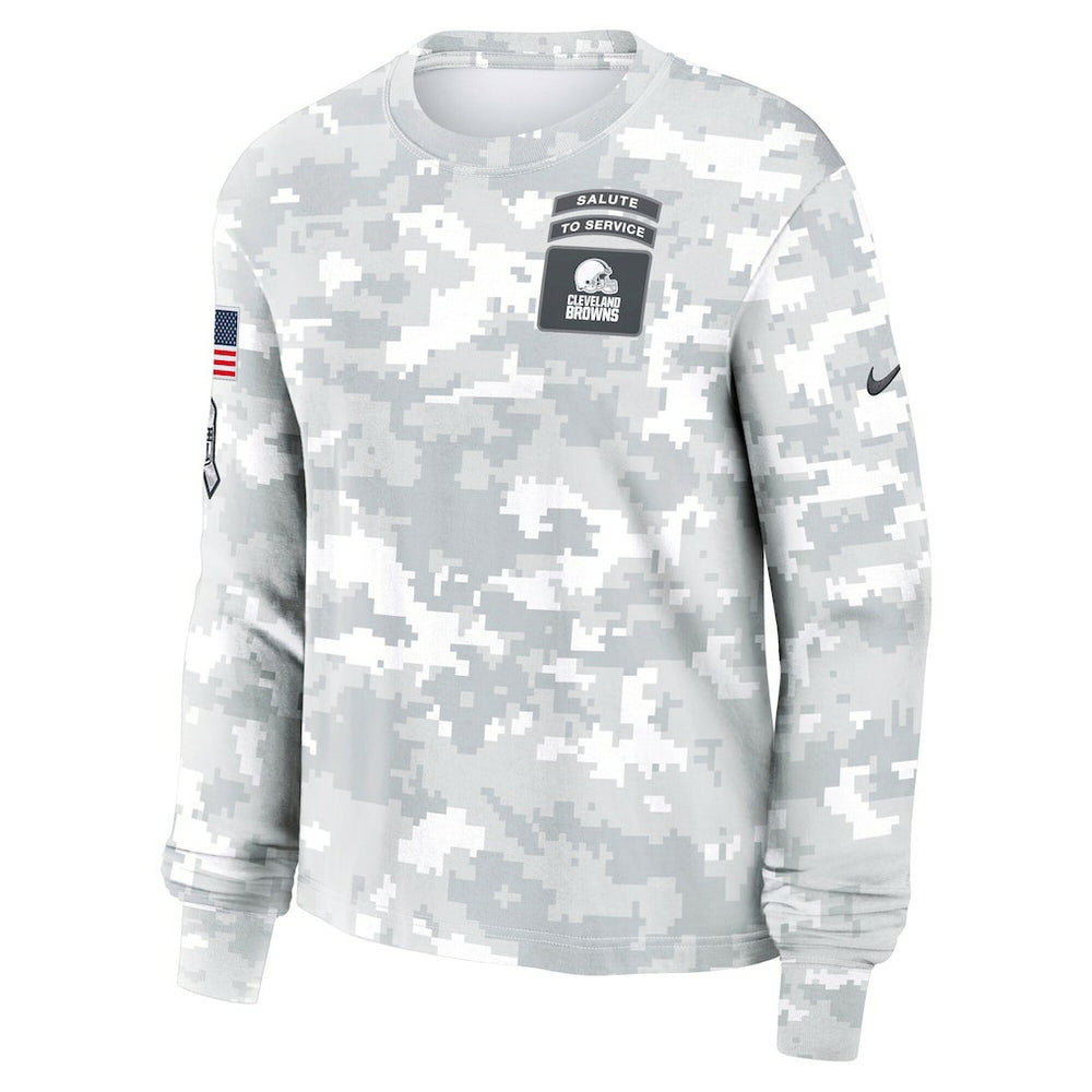 Nike Cleveland Browns Women's 2024 Salute To Service Dri-FIT Long Sleeve T-Shirt Arctic Camo