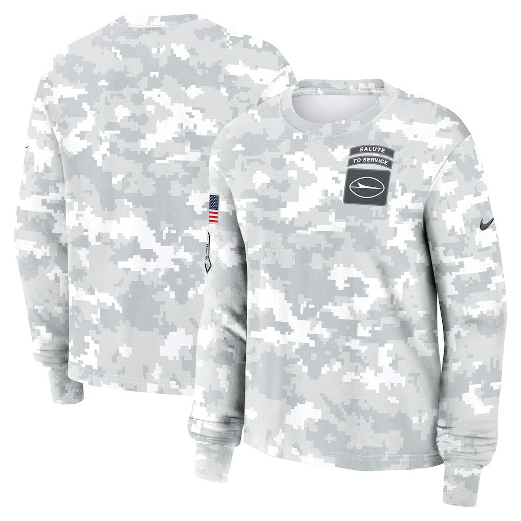 Nike New York Jets Women's 2024 Salute To Service Dri-FIT Long Sleeve T-Shirt Arctic Camo