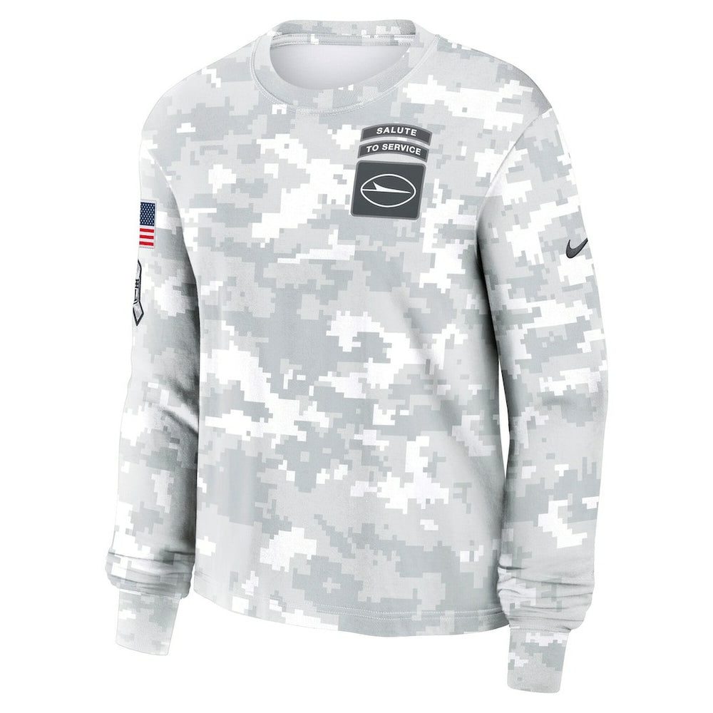 Nike New York Jets Women's 2024 Salute To Service Dri-FIT Long Sleeve T-Shirt Arctic Camo
