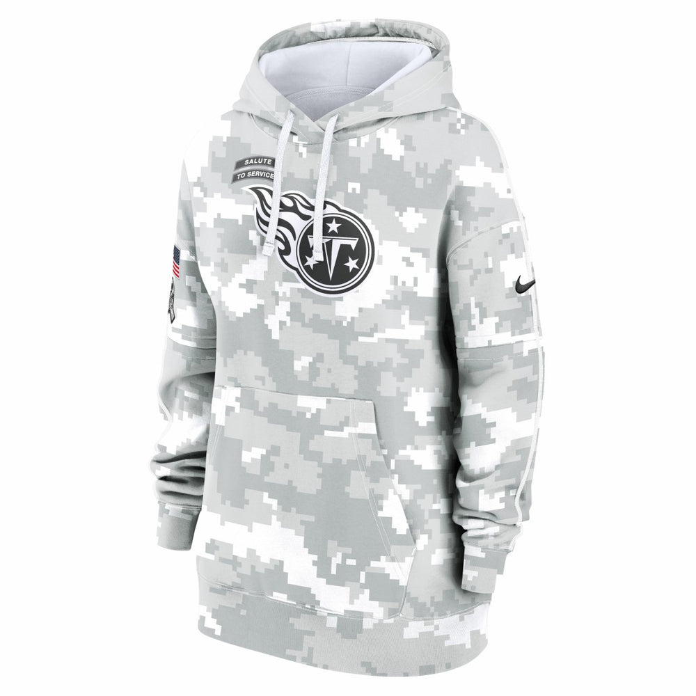 Nike Tennessee Titans Women's 2024 Salute To Service Club Fleece Oversized Pullover Hoodie Arctic Camo