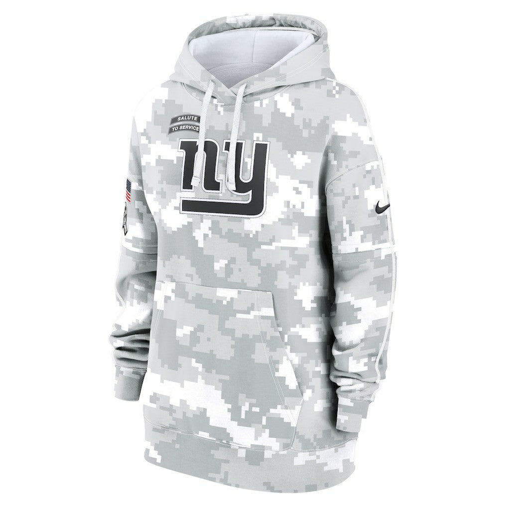 Nike New York Giants Women's 2024 Salute To Service Club Fleece Oversized Pullover Hoodie Arctic Camo