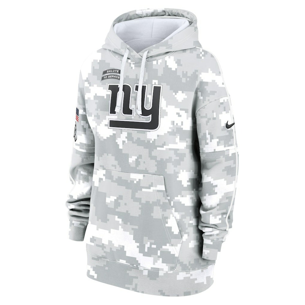 Nike New York Giants Women's 2024 Salute To Service Club Fleece Oversized Pullover Hoodie Arctic Camo