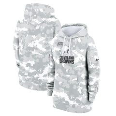 Nike Cleveland Browns Women's 2024 Salute To Service Club Fleece Oversized Pullover Hoodie Arctic Camo