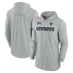 Nike Dallas Cowboys 2024 Salute to Service Lightweight Dri-FIT Long Sleeve Hoodie T-Shirt Gray