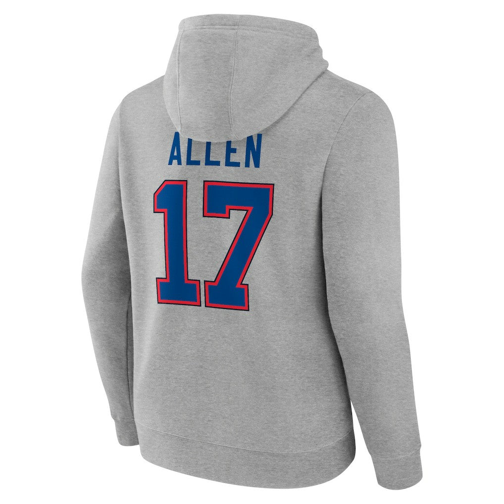 Josh Allen Buffalo Bills Icon Player Name & Number Pullover Hoodie Gray