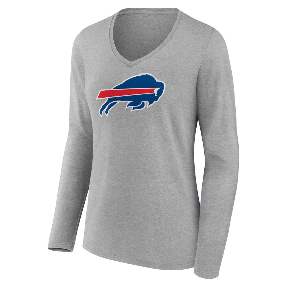 Josh Allen Buffalo Bills Women's Icon Player Name & Number Long Sleeve V-Neck T-Shirt Gray