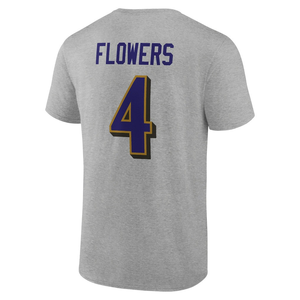 Zay Flowers Baltimore Ravens Icon Player Name & Number T-Shirt Gray