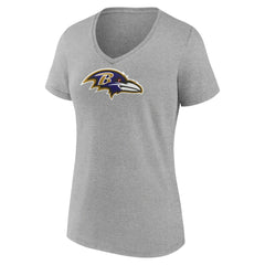 Zay Flowers Baltimore Ravens Women's Icon Player Name & Number V-Neck T-Shirt Gray