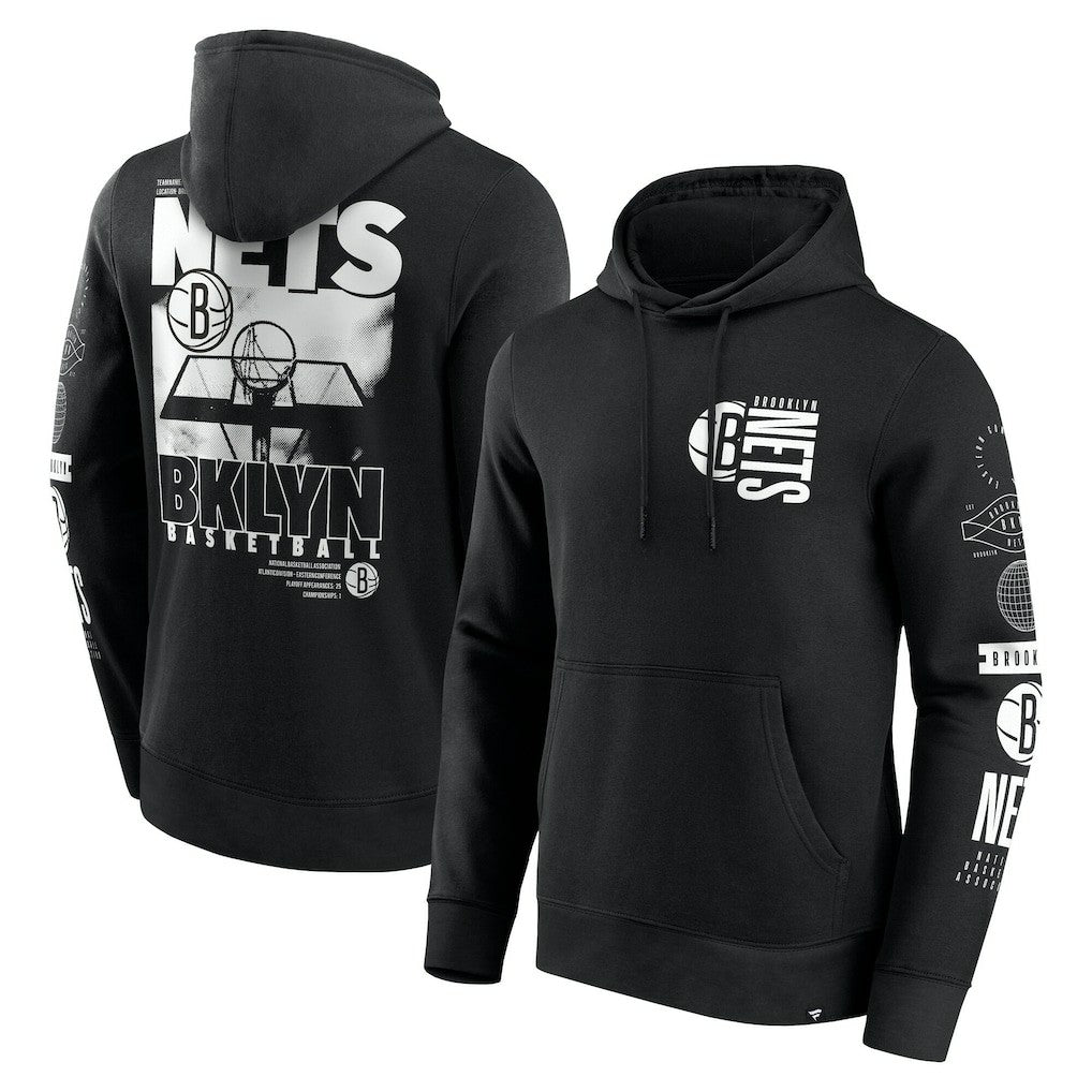 Brooklyn Nets Game Time Crossover Pullover Hoodie Black | Fanatics Lifestyle