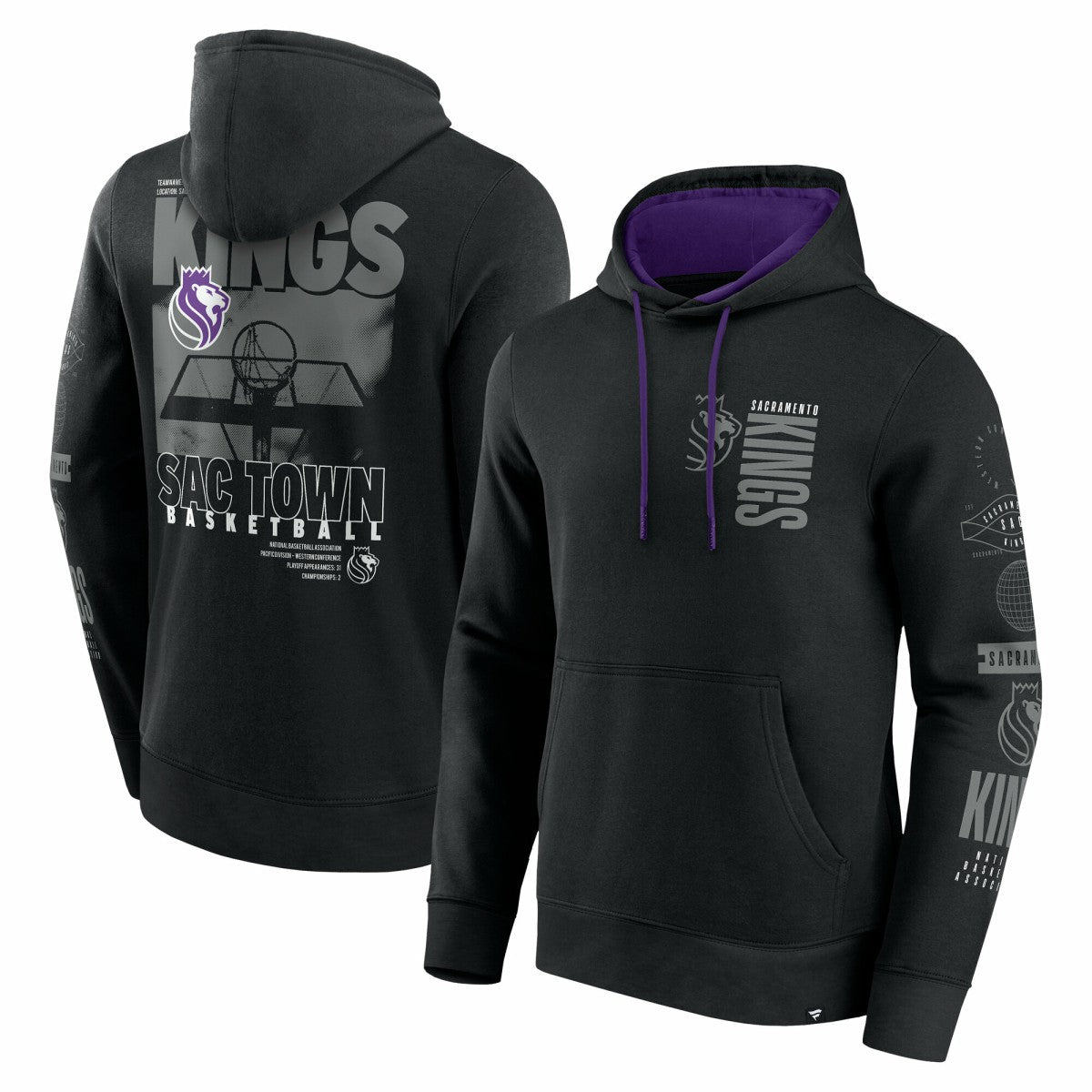 Sacramento Kings Game Time Crossover Pullover Hoodie Black | Fanatics