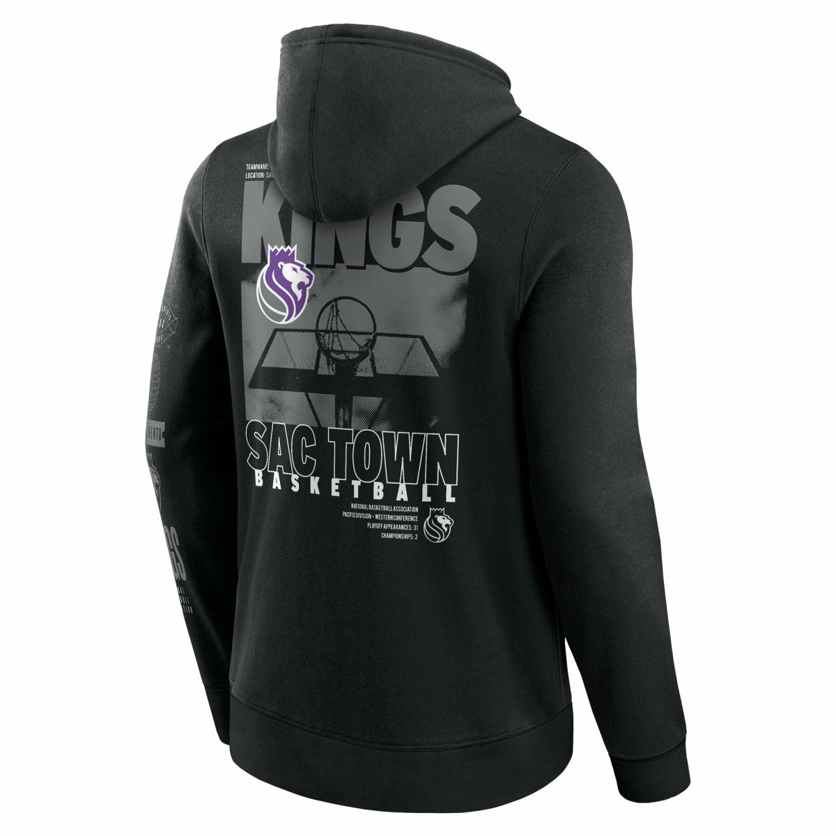 Sacramento Kings Game Time Crossover Pullover Hoodie Black | Fanatics