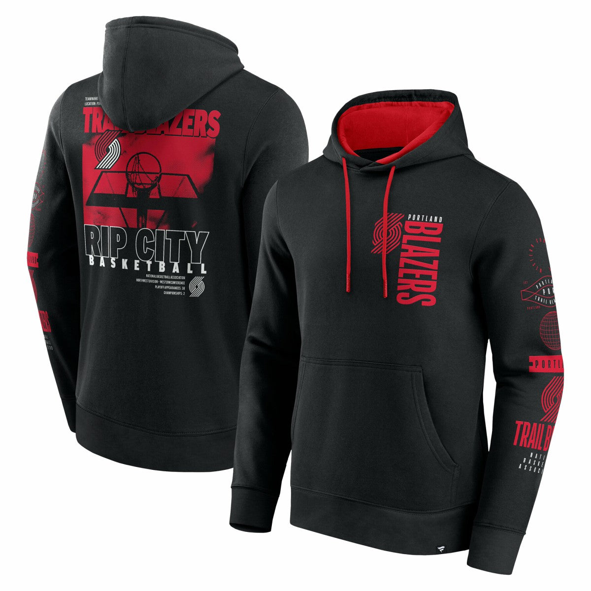 Portland Trail Blazers Game Time Crossover Pullover Hoodie Black | Fanatics