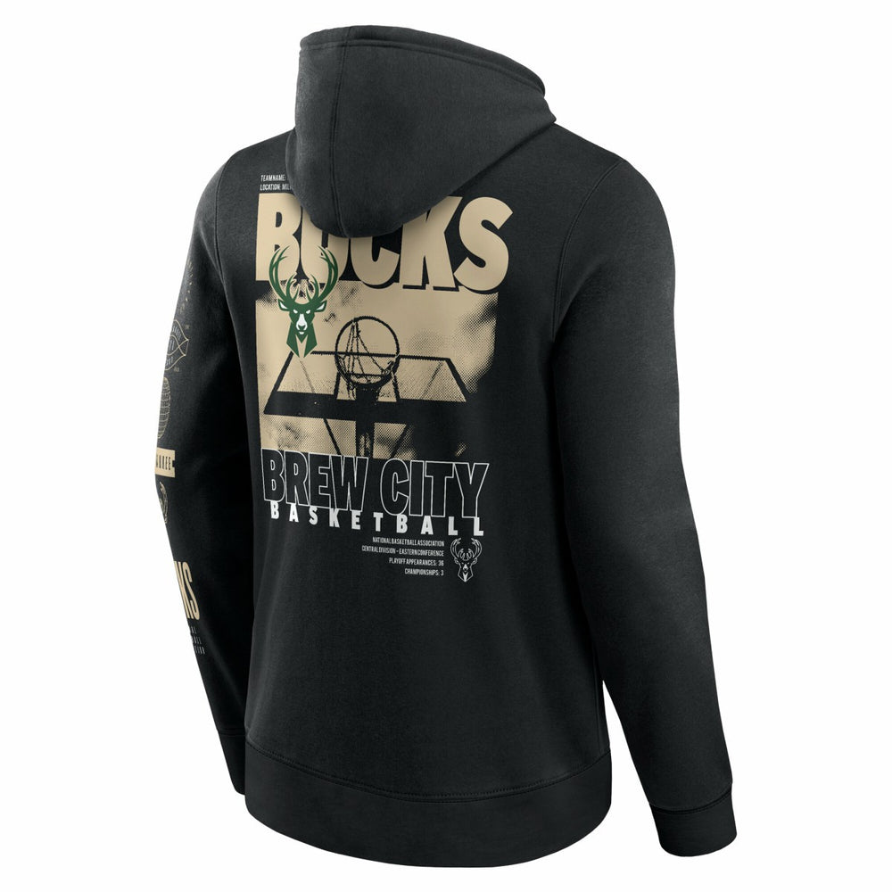Milwaukee Bucks Game Time Crossover Pullover Hoodie Black | Fanatics US