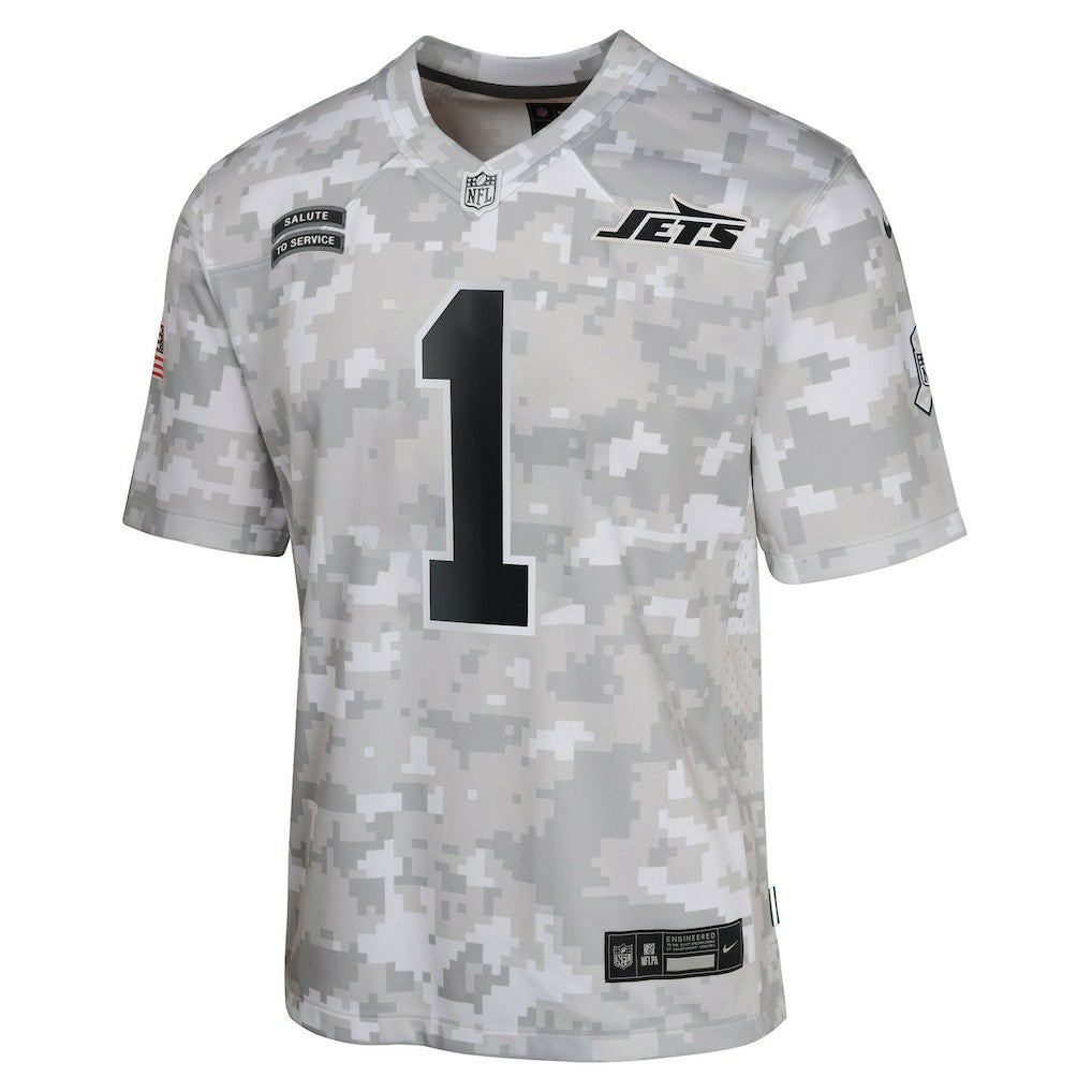 Nike Sauce Gardner New York Jets Youth 2024 Salute to Service Game Jersey Arctic Camo