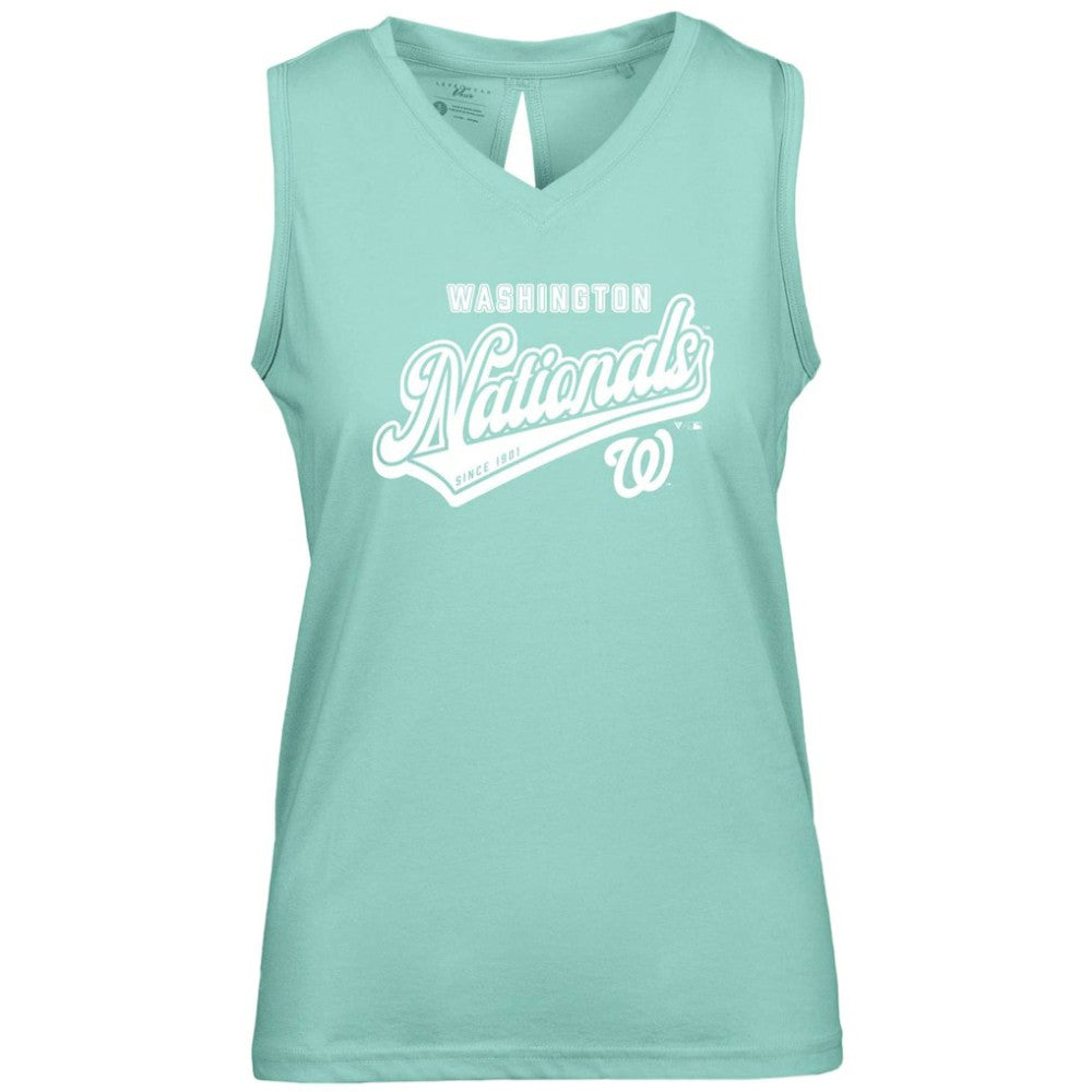 Washington Nationals Levelwear Women's  Paisley Sweep V-Neck Tank Top - Mint - MLB Sale