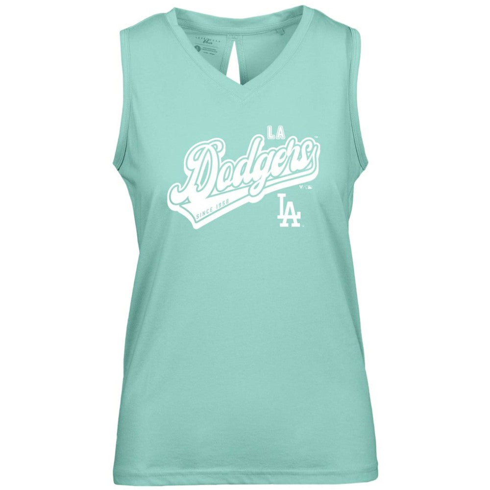 Los Angeles Dodgers Levelwear Women's  Paisley Sweep V-Neck Tank Top - Mint - MLB Lifestyle