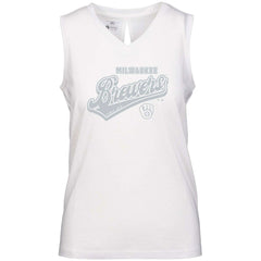 Milwaukee Brewers Levelwear Women's  Paisley Sweep V-Neck Tank Top - White - MLB on Sale