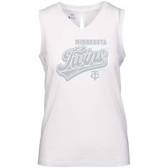 Minnesota Twins Levelwear Women's  Paisley Sweep V-Neck Tank Top - White - MLB Lifestyle