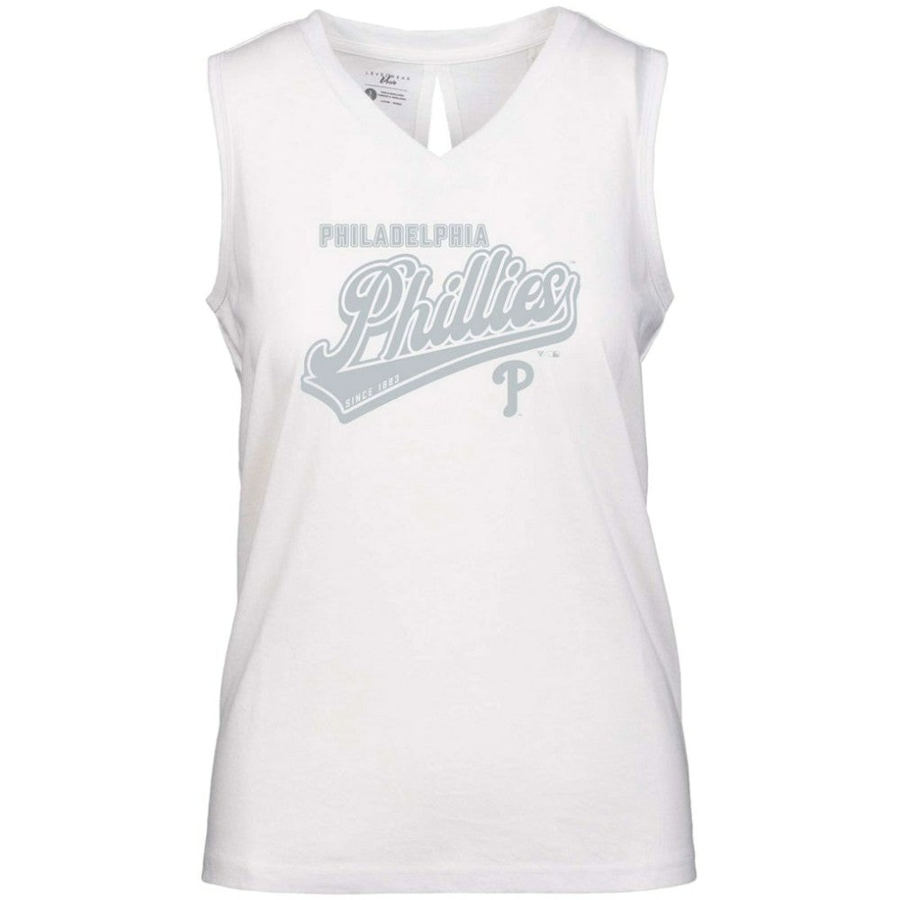 Philadelphia Phillies Levelwear Women's  Paisley Sweep V-Neck Tank Top - White - MLB Sale