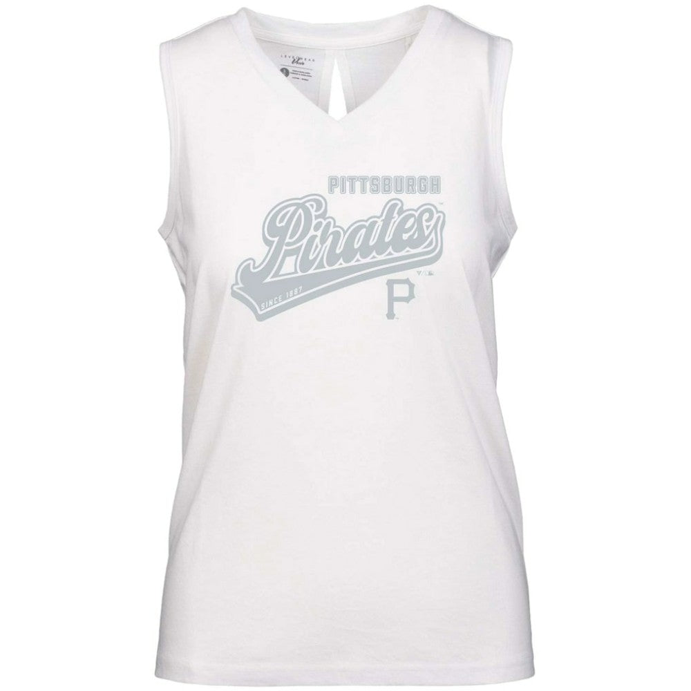 Pittsburgh Pirates Levelwear Women's  Paisley Sweep V-Neck Tank Top - White - MLB Sale