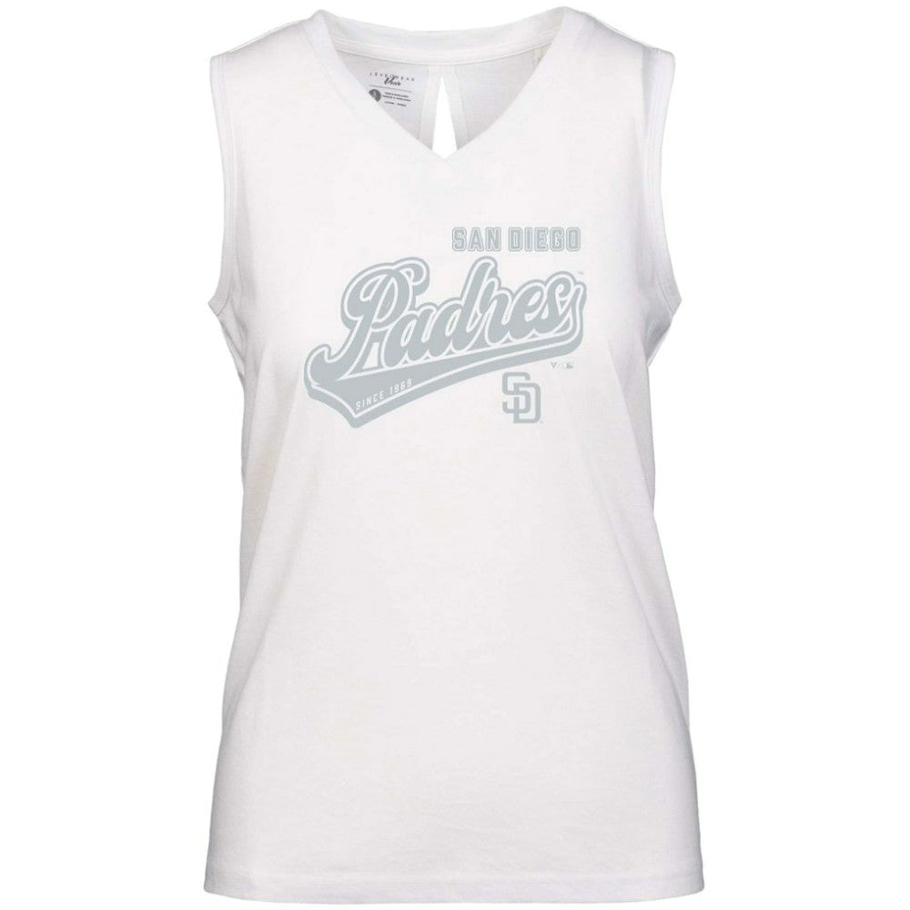 San Diego Padres Levelwear Women's  Paisley Sweep V-Neck Tank Top - White - MLB Online