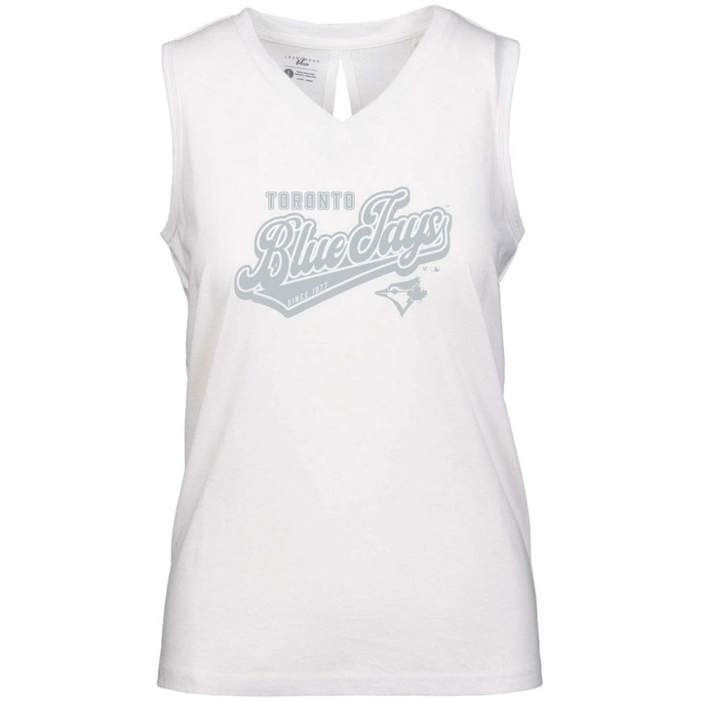 Toronto Blue Jays Levelwear Women's  Paisley Sweep V-Neck Tank Top - White - MLB Sale