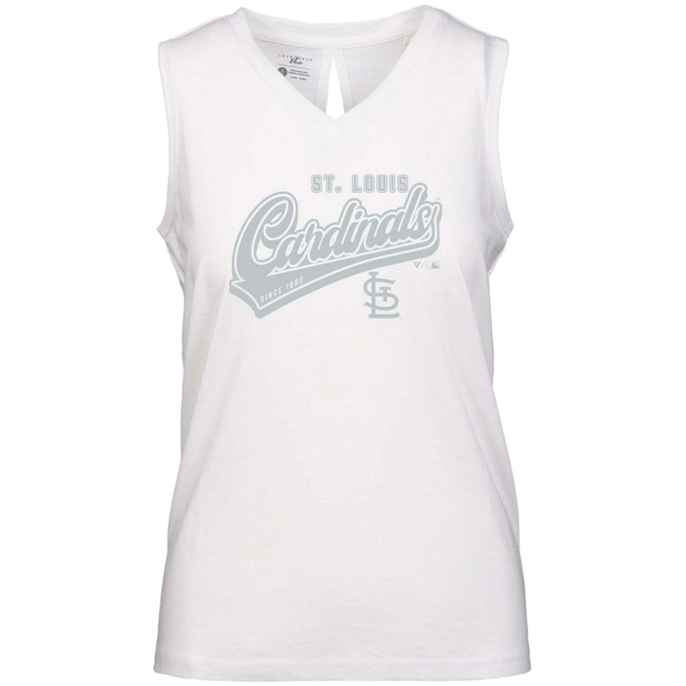 St. Louis Cardinals Levelwear Women's  Paisley Sweep V-Neck Tank Top - White - MLB on Sale