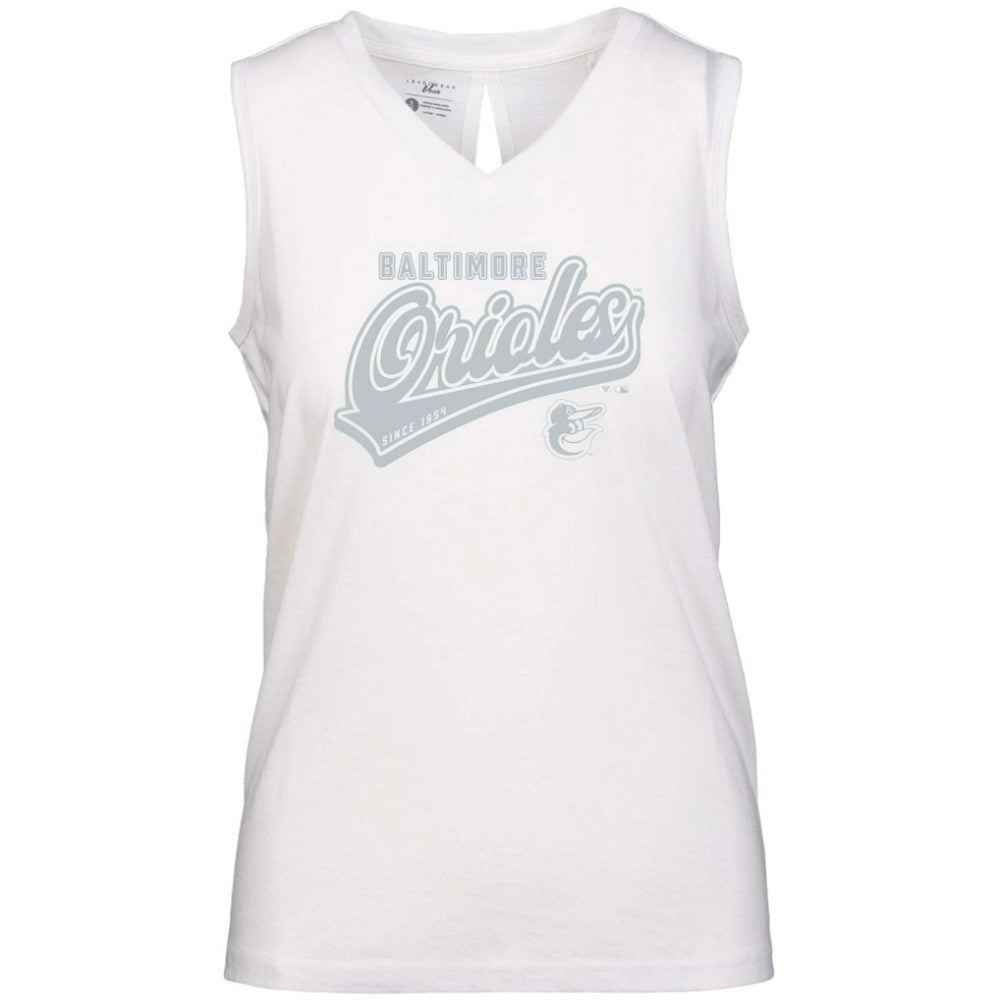 Baltimore Orioles Levelwear Women's  Paisley Sweep V-Neck Tank Top - White - MLB Online