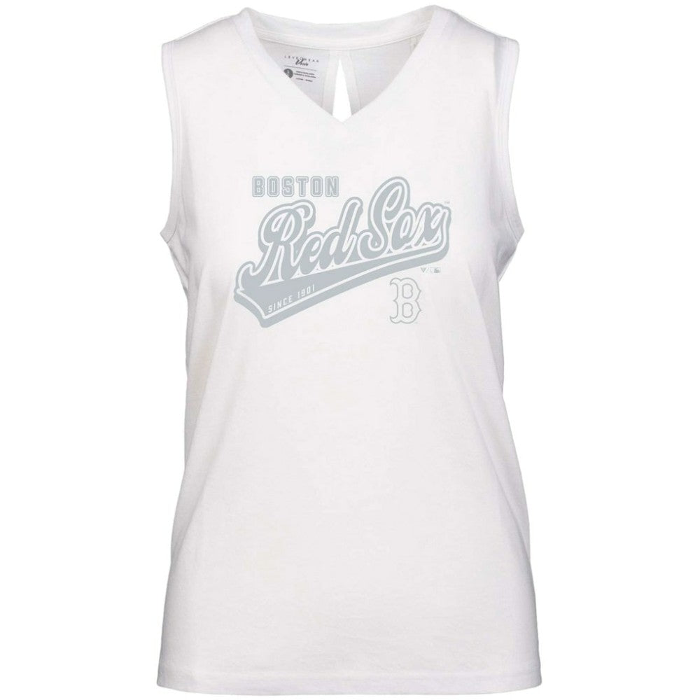 Boston Red Sox Levelwear Women's  Paisley Sweep V-Neck Tank Top - White - MLB on Sale