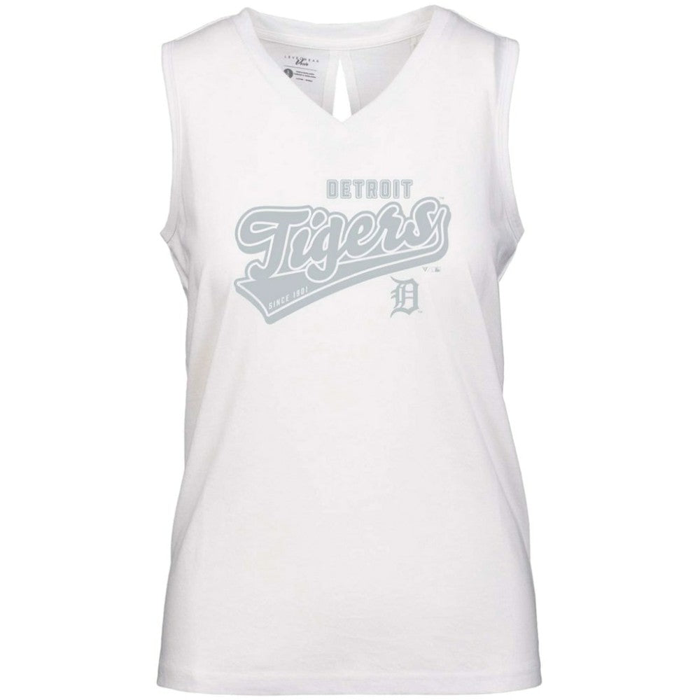 Detroit Tigers Levelwear Women's  Paisley Sweep V-Neck Tank Top - White - MLB Sale