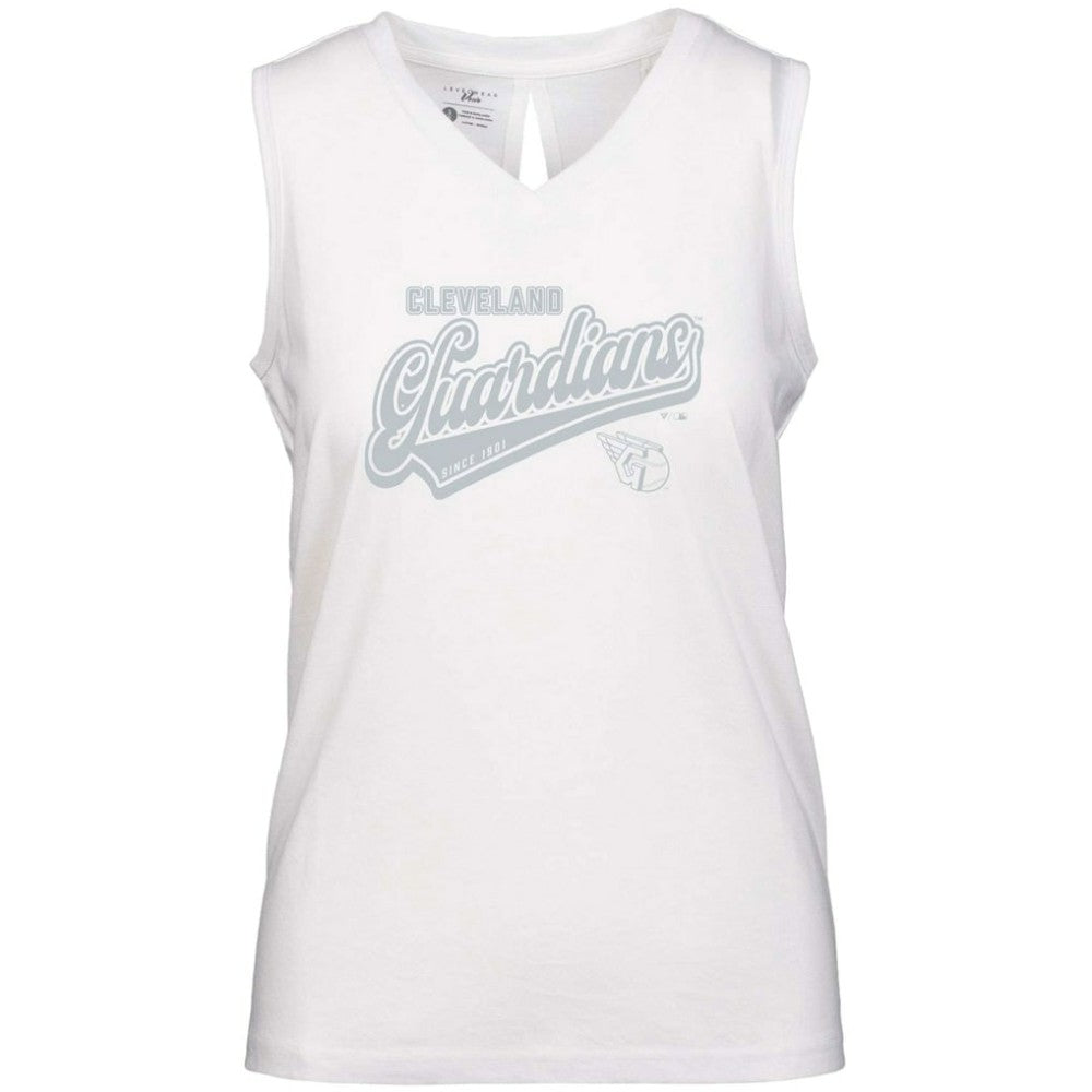 Cleveland Guardians Levelwear Women's  Paisley Sweep V-Neck Tank Top - White - MLB Discount