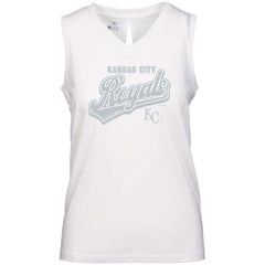 Kansas City Royals Levelwear Women's  Paisley Sweep V-Neck Tank Top - White - MLB Lifestyle