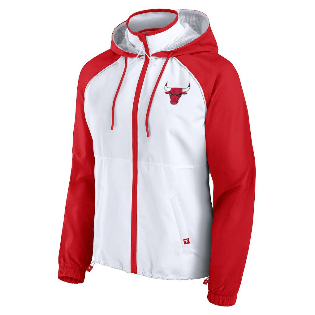 Chicago Bulls Women's Anorak Raglan Full-Zip Hoodie Jacket White/Red | Fanatics US