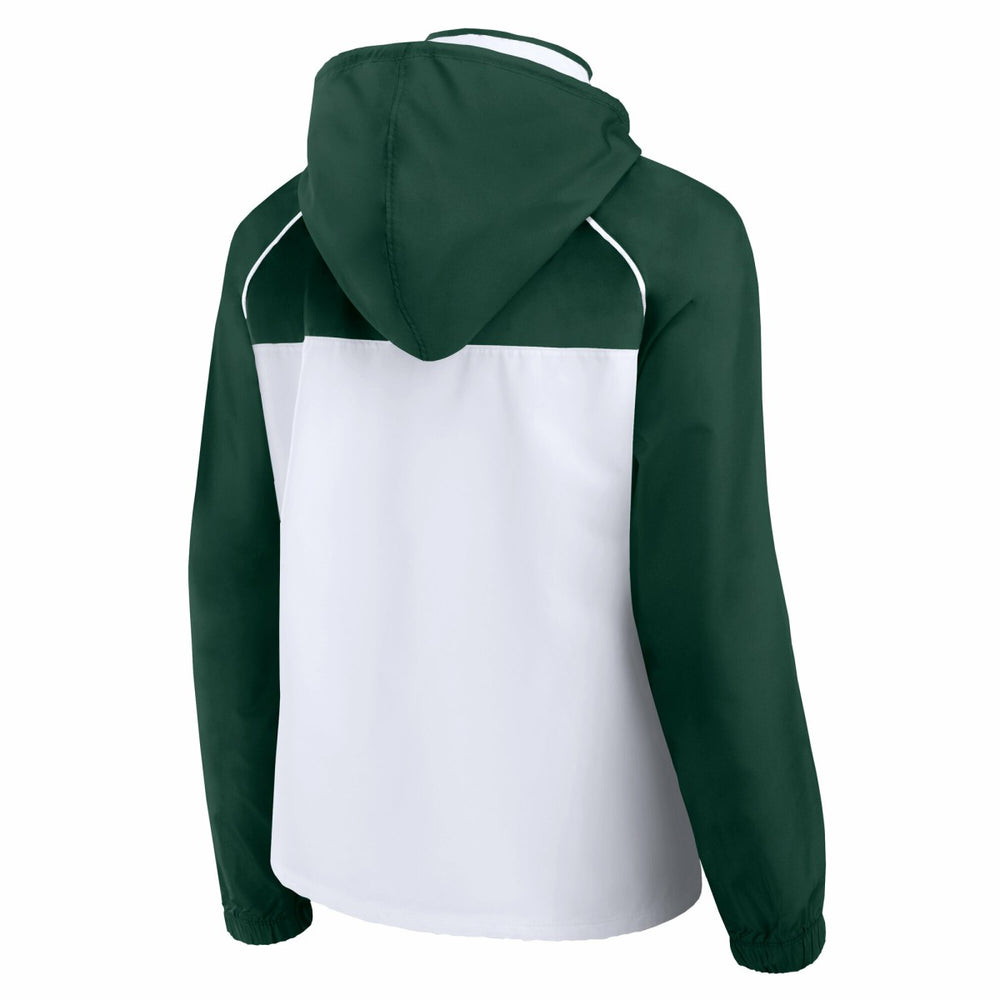Milwaukee Bucks Women's Anorak Raglan Full-Zip Hoodie Jacket White/Hunter Green | Fanatics outlet